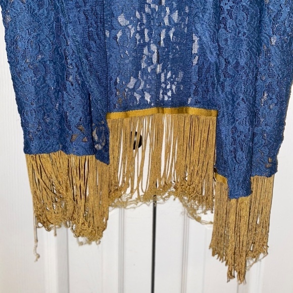 Lularoe size large lot lace kimono cardigan with fringe hem - Picture 5 of 8